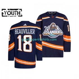 New York Islanders ANTHONY BEAUVILLIER 18 Adidas 2022-2023 Reverse Retro Marine Authentic Shirt - Kinderen